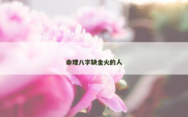 命理八字缺金火的人