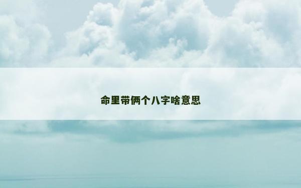 命里帶倆個八字啥意思