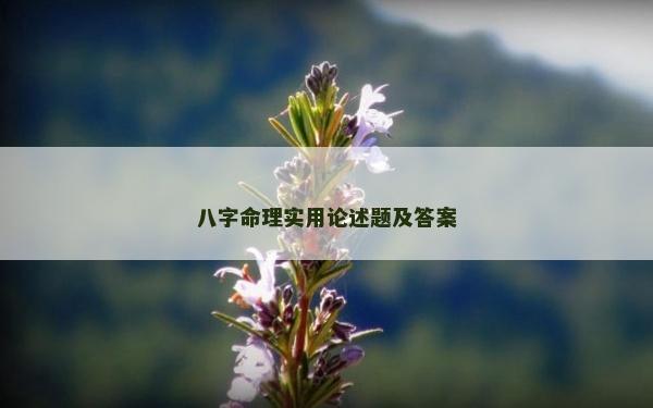 八字命理實(shí)用論述題及答案