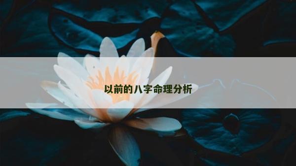 以前的八字命理分析 以前的八字命理分析