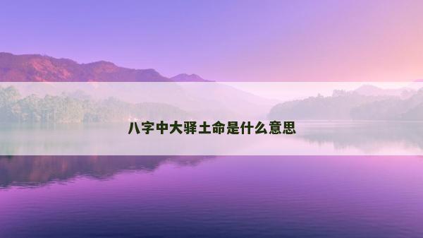 八字中大驛土命是什么意思
