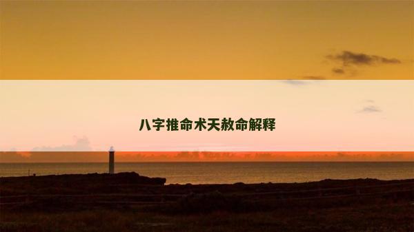八字推命術天赦命解釋 八字推命術天赦命解釋